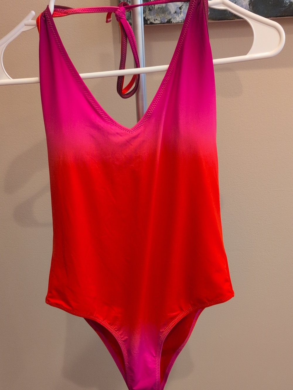 Mango Pink to Red Ombre One-Piece Swimsuit